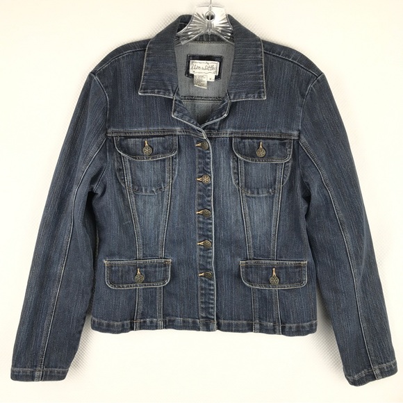LIVE A LITTLE Stretch Denim Jean Jacket Medium Dark Blue Womens M - Picture 5 of 5